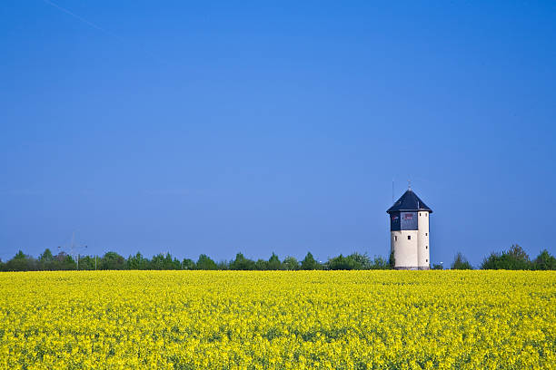 istock water tower in beautiful landscape with blue sky 487961779