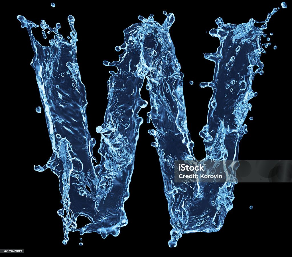 One letter of water alphabet on black background Alphabet Stock Photo