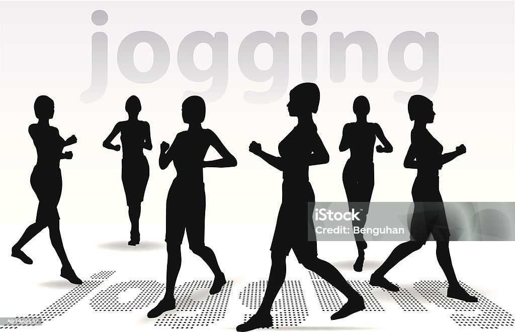 Aktywne Jogging Dziewczyna i kobieta sylwetka - Grafika wektorowa royalty-free (Aktywny tryb życia)