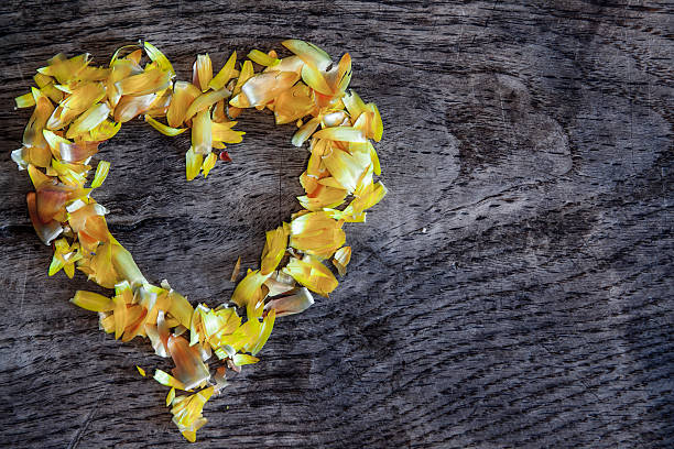 istock heart from petals lying on a wooden table 487963741