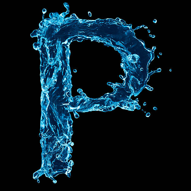 istock One letter of water alphabet on black background 487963753