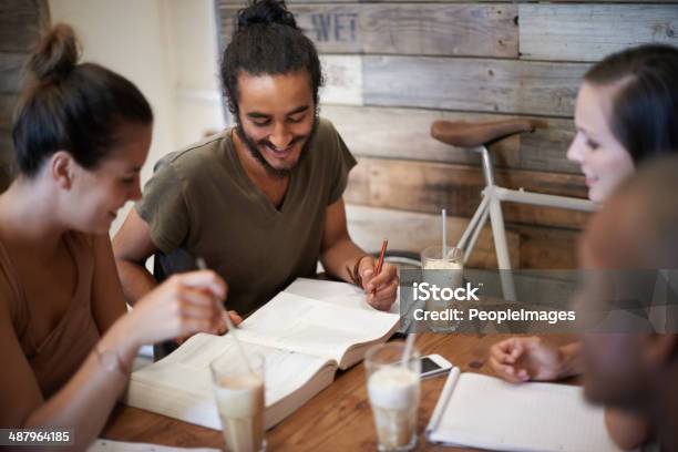 Finding Study Inspiration From Friends Stock Photo - Download Image Now - Milk, Cafe, Coffee Shop