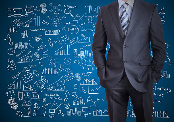 istock Man in suit and business plan 487964493