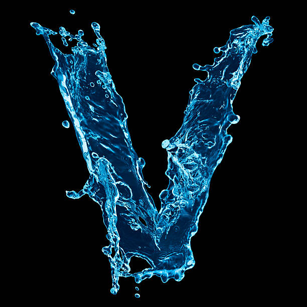 istock One letter of water alphabet on black background 487964733