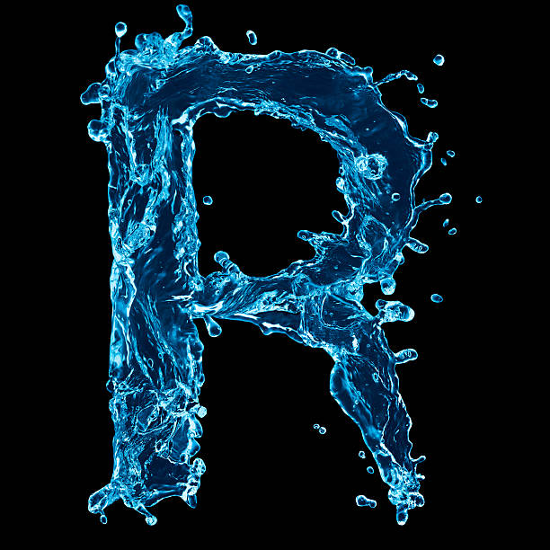 istock One letter of water alphabet on black background 487964735