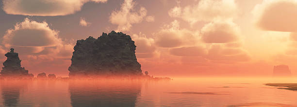 istock Rough coastal landscape with big rocks at sunset. 487966403