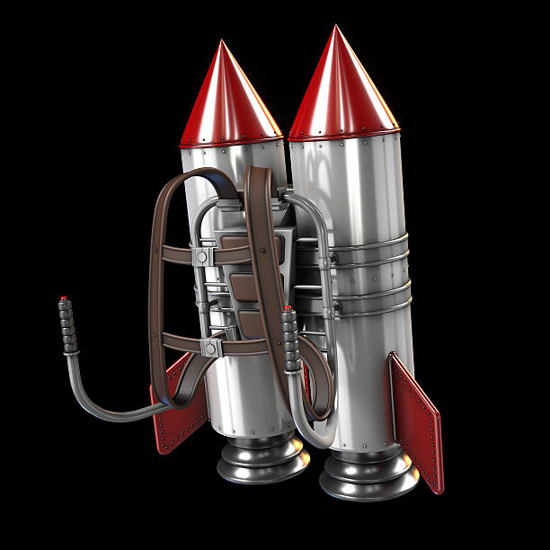 Jet pack Cartoon styled jet pack isolated on a black background. rocket pack stock pictures, royalty-free photos & images
