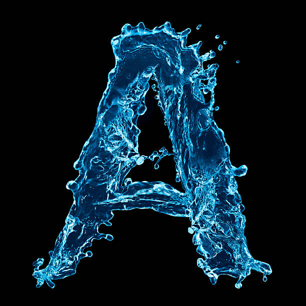 istock One letter of water alphabet on black background 487967889