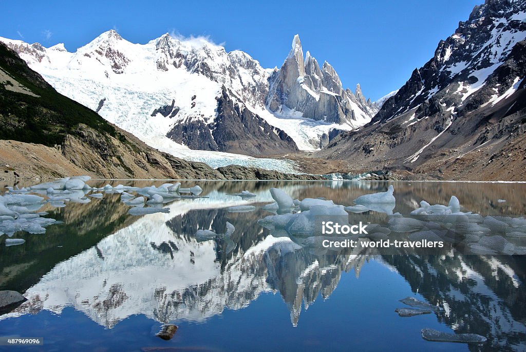 Laguna Torre in Los Glaciares National Park in Patagonia Laguna Torre is a little lake in the Mt. Fitz Roy Mountain Range near El Chalten in Patagonia, Argentina - December 2014.  Chalten Stock Photo