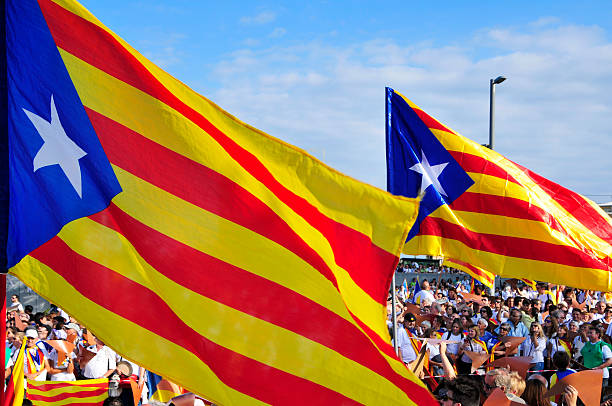  Barcelona, Spain - September 11, 2015 : At least 1.4 million people partake in a rally in support for the independence of Catalonia on September 11 in Barcelona, Spain, during its National Day