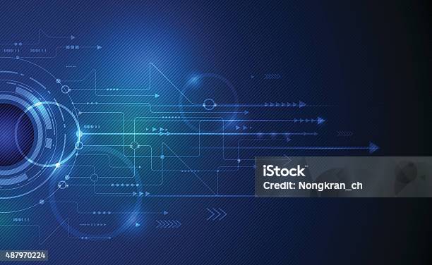 Ilustración de Ilustración Vectorial Abstracto Futurista Globo Ocular En Placa De Circuito y más Vectores Libres de Derechos de Tecnología