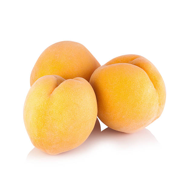 istock Ripe peach fruit isolated on white background 487972724