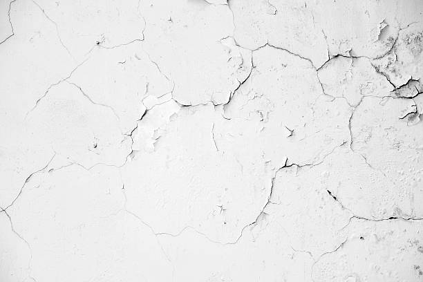 Old white crack concrete wall stock photo
