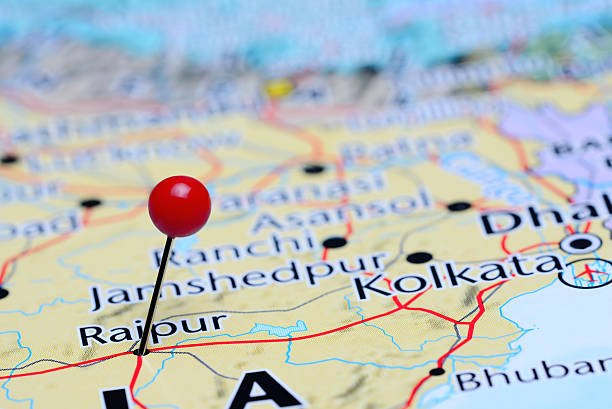 istock Raipur pinned on a map of Asia 487973568