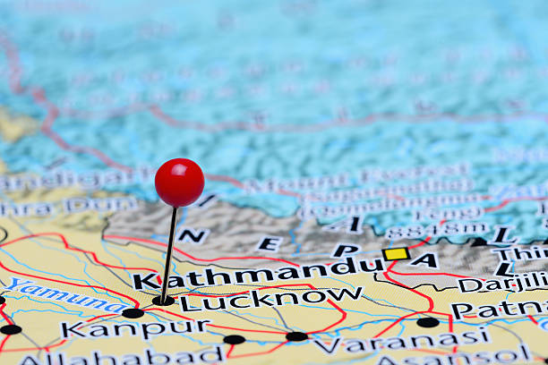 istock Lucknow pinned on a map of Asia 487973800