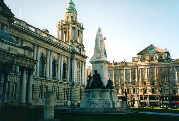 Donegal Square and the Belfast City Hall, the civic building of the Belfast City Council. 