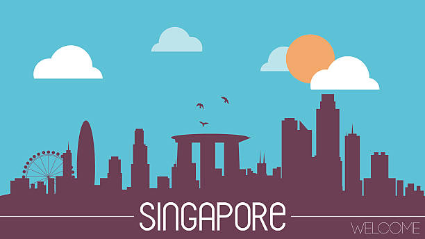 singapur skyline silhouette - singapore stock-grafiken, -clipart, -cartoons und -symbole