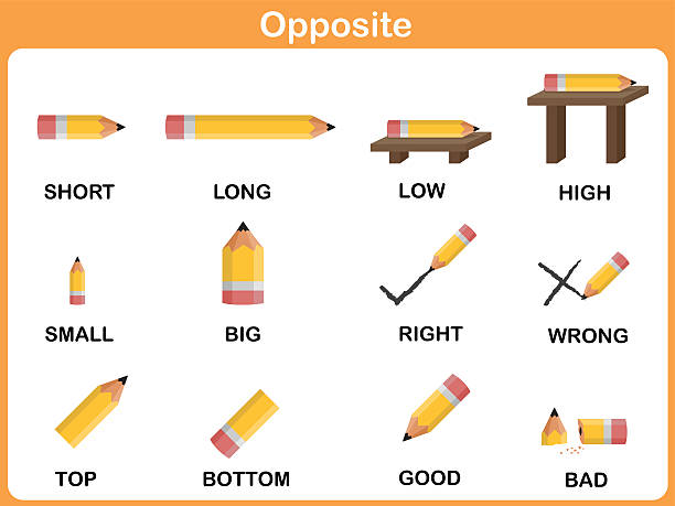 Opposite word for preschool - Worksheet for education Opposite word for preschool - Worksheet for education short length stock illustrations