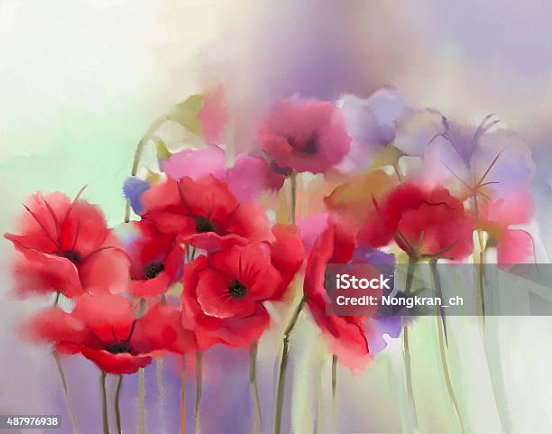 Watercolor Red Poppy Flowers Painting Stock Illustration - Download Image Now - Flower, Watercolor Painting, Watercolor Paints