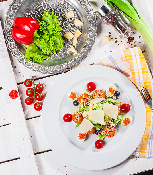 istock Salad with eggs and shrimps 487997219