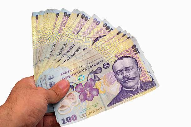 istock Romanian lei held in the hand 487999193
