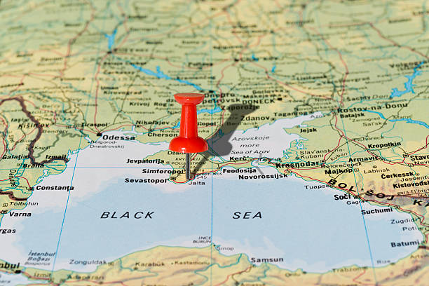 istock Jalta (Yalta) Crimea Ukraine Marked With Red Pushpin on Map 487999263