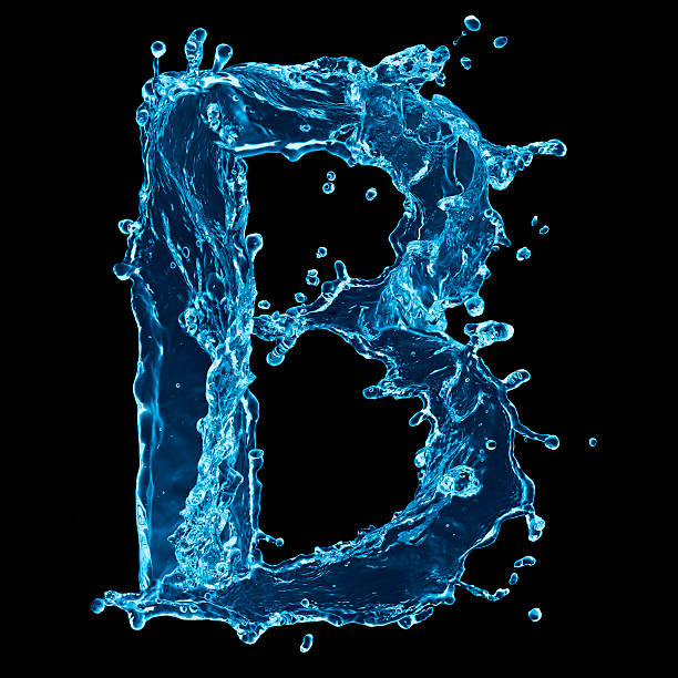 istock One letter of water alphabet on black background 488000417