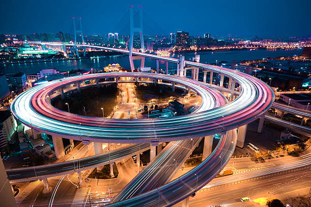 istock Asia's largest across rivers in spiral bridge at night 488001779