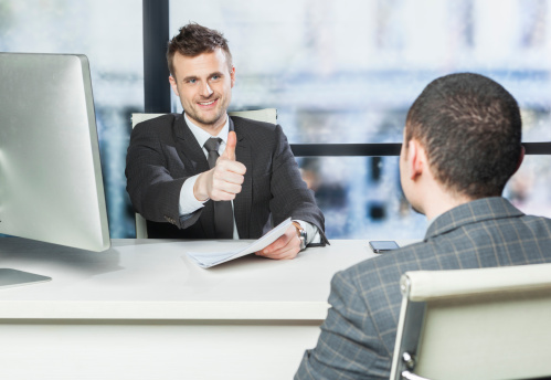 Successful job interview - getting thumbs up from manager