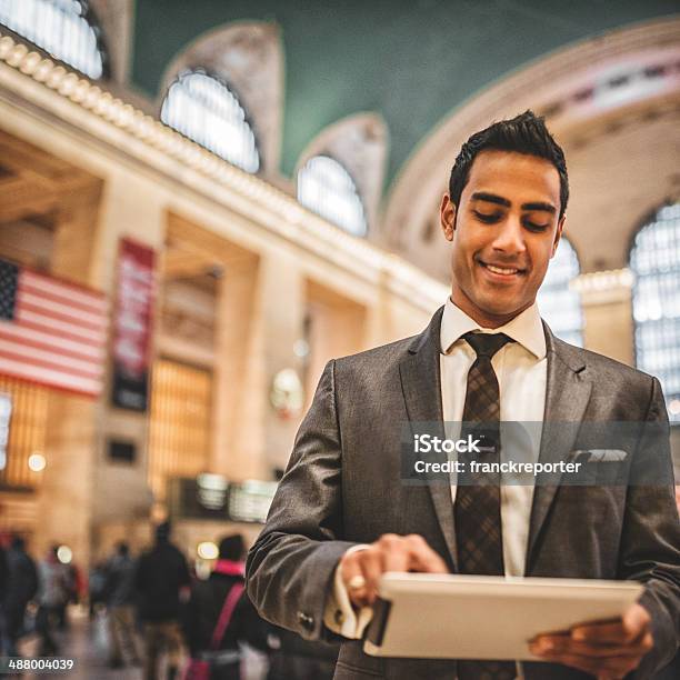 Business Man Using Tablet At Central Station Stock Photo - Download Image Now - Businessman, New York City, New York State