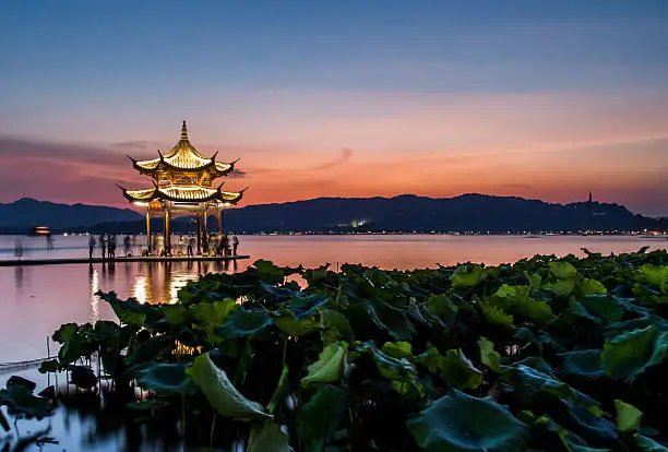 West Lake Hangzhou night landscape