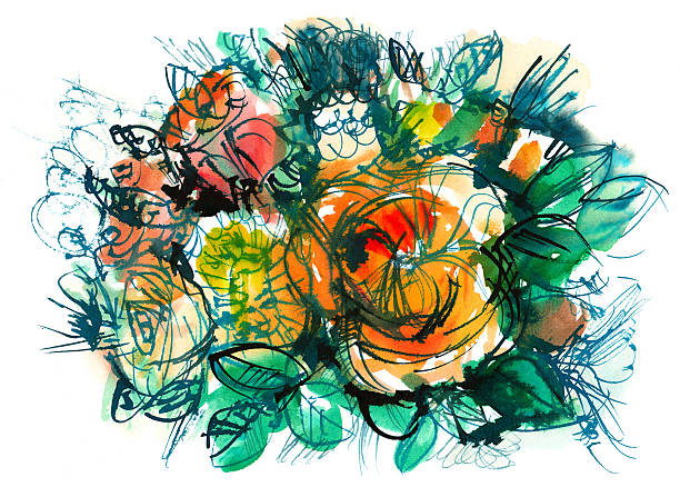 ilustrações de stock, clip art, desenhos animados e ícones de ramo com grande ranúnculo sobre um fundo branco - bouquet rose peony rosé
