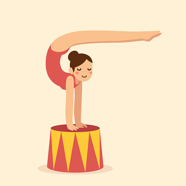 illustrazioni stock, clip art, cartoni animati e icone di tendenza di contorsionista - women circus acrobat gymnastics