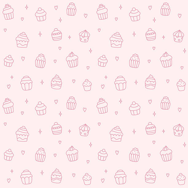 ilustraciones, imágenes clip art, dibujos animados e iconos de stock de magdalena con glaseado patrón perfecto. - cupcake