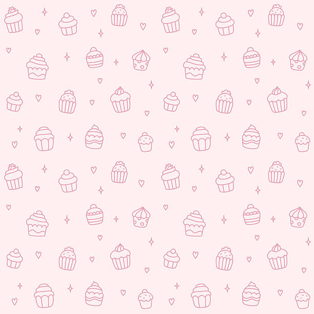 カップケーキシームレスなパターン - cupcake点のイラスト素材／クリップアート素材／マンガ素材／アイコン素材