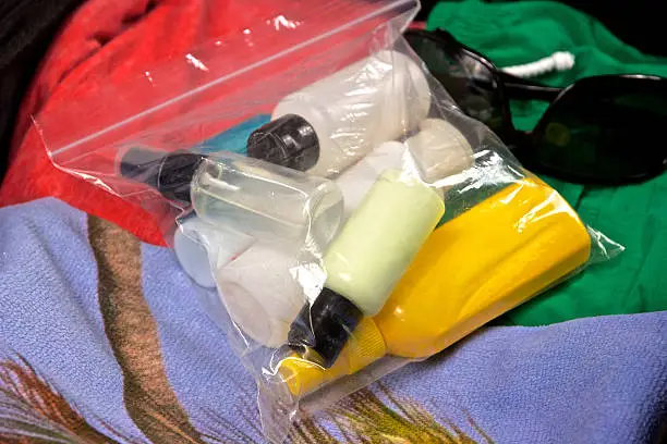 Regulations for hand luggage liquids permitted on flights originating within the European Union which have to be presented at security control.  Plastic bags for hand baggage containing liquids need to be in a re-sealable, clear and transparent bag and have a maximum volume of 1 litre.