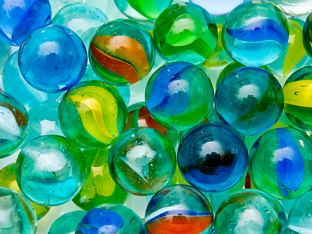 Old glass marbles stock photo