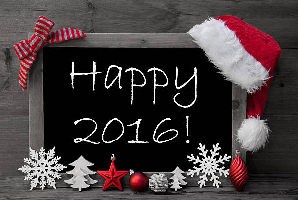 istock Blackboard Santa Hat Christmas Decoration Happy 2016 488015370