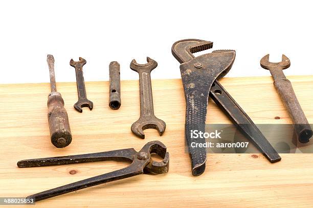 Old Tools Stock Photo - Download Image Now - Adjustable Wrench, Art And Craft, Carpentry