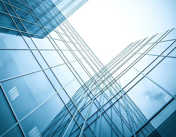 istock wide angle view to dark high rise skyscrapers at night 488027431