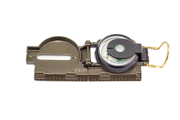 istock Green Military compass isolated on white background 488028327