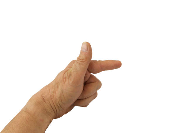 istock Amputated left index finger with small bandage wrapping image isolated. 488029589