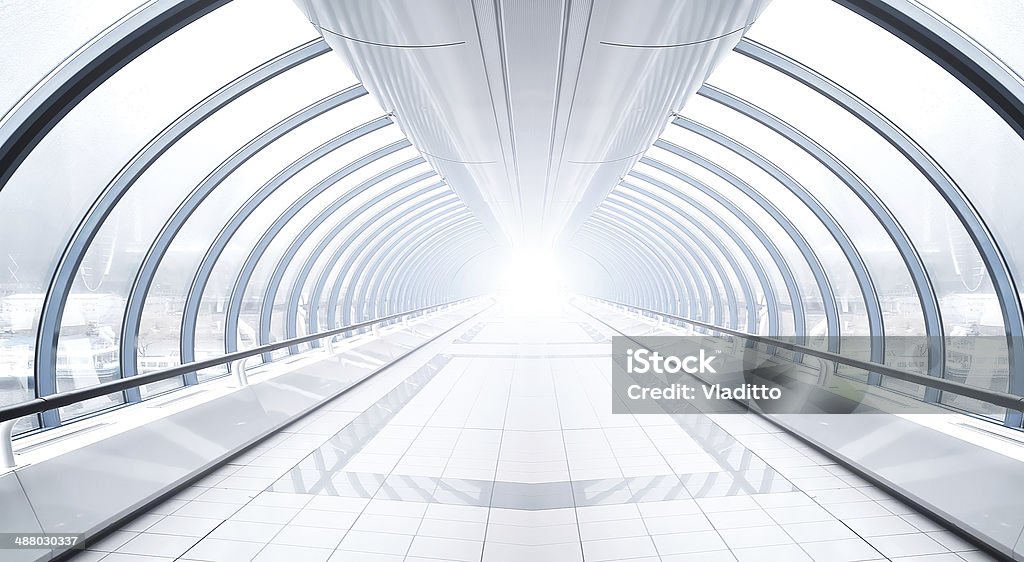 Azul transparente pasaje de fuga con paredes en tonos de negocios - Foto de stock de Aeropuerto libre de derechos