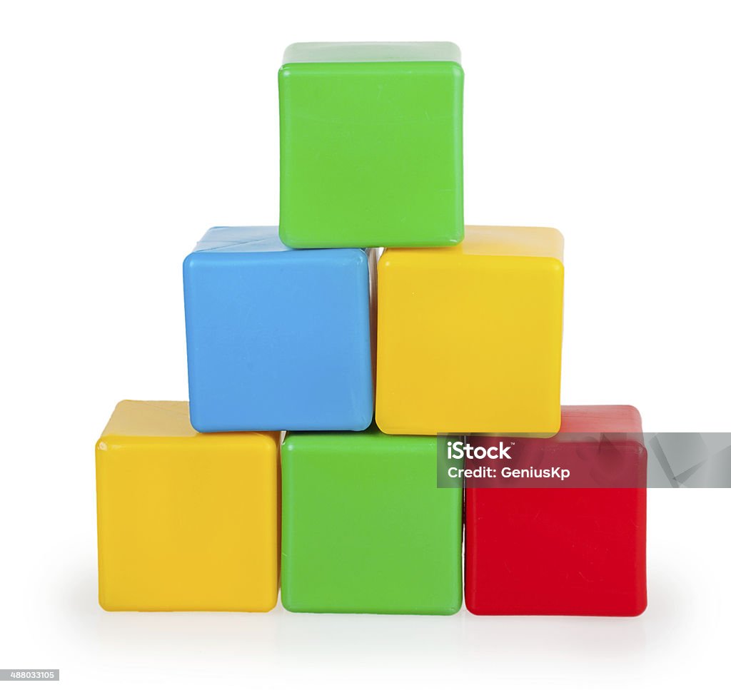 colorful plastic toy blocks colorful plastic toy blocks isolated on white background Architecture Stock Photo