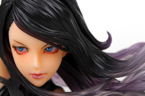 Vancouver, Canada - March 3, 2014: A model of the X-Men character Psylocke against a white background. The model is from the Bishoujo collection from Kotobukiya
