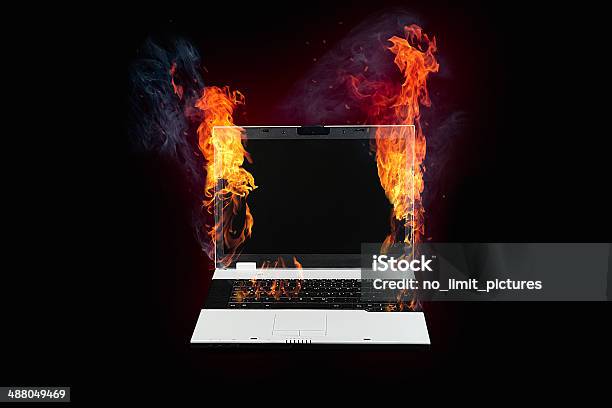 Burning Laptop Stock Photo - Download Image Now - Laptop, Burning, Fire - Natural Phenomenon