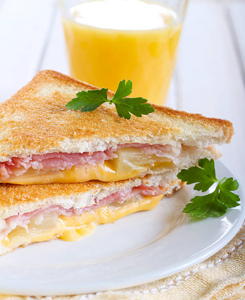 istock Grilled ham, pineapple and cheese sandwich 488050815