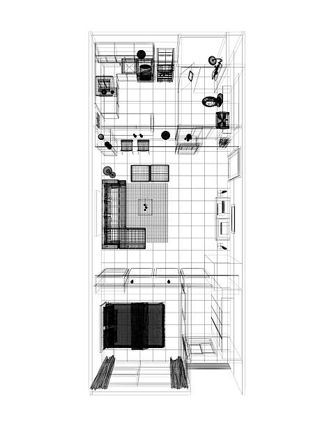 istock sketch design of top view interior room 488052533