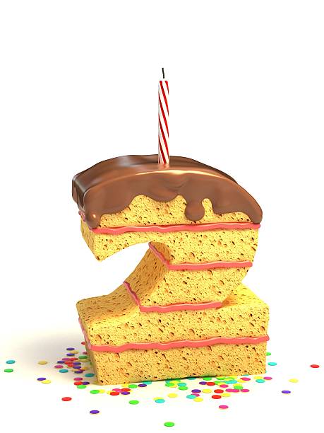 istock number 2 shaped chocolate birthday cake with lit candle 488052547