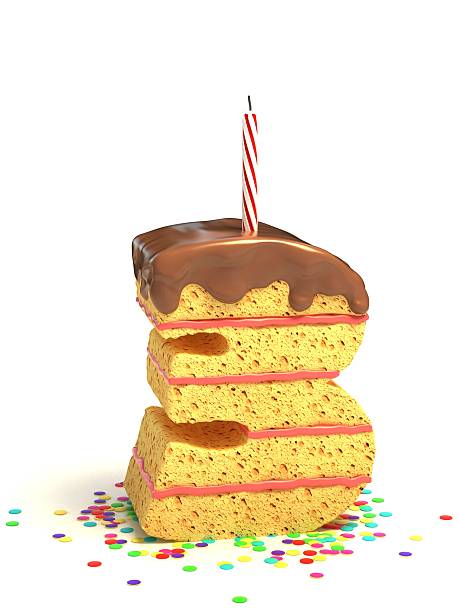 istock number 3 shaped chocolate birthday cake with lit candle 488052549